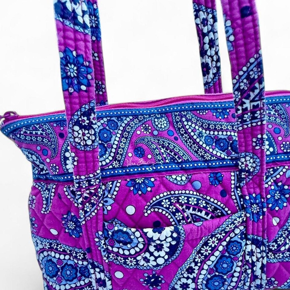 Vintage Vera Bradley Tote Bag Boysenberry Print Cottagecore Quilted Cotton